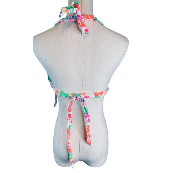 NWT California Waves M Floral Halter Bikini Top Padded Double Tie Back Design - Picture 5 of 12